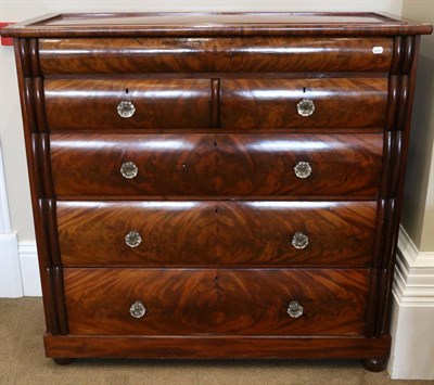 Lot 1453 - A Victorian Mahogany Five Drawer Chest, probably Scottish, with two short over three long graduated