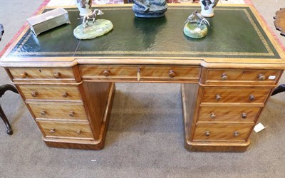 Lot 1462 - A Victorian Satinwood Double Pedestal Desk, stamped Heal & Son, London, 3rd quarter 19th...