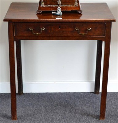 Lot 1464 - A George III Mahogany Side Table, late 18th century, the rectangular moulded top above a long...