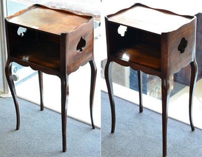 Lot 1468 - A Pair of 19th Century French Walnut Bedside Tables, each with narrow three-quarter shaped...