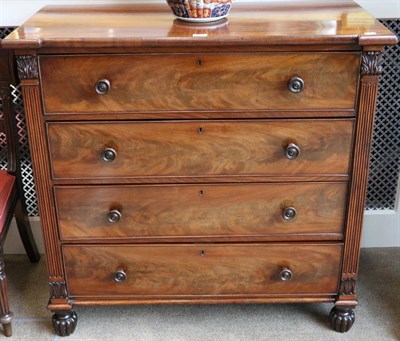 Lot 1490 - A Victorian Mahogany Inverted Breakfront Straight Front Chest of Drawers, circa 1840, with four...