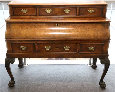 Lot 1502 - A Victorian Walnut Desk, late 19th century, in George II style, the superstructure with three...