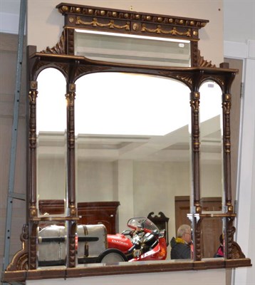 Lot 1509 - A Simulated Rosewood and Gilt Decorated Overmantel Mirror with an Egg and Dart Moulded Cornice,...