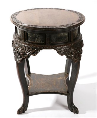 Lot 1513 - A Late 19th Century Chinese Softwood Circular Centre Table, with moulded top above recessed panels