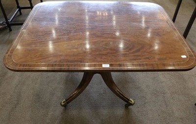 Lot 1527 - A Late George III Mahogany and Brass Inlaid Fliptop Pedestal Table, stamped Thomas Mash,...