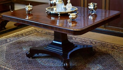 Lot 1528 - An Early Victorian Mahogany Breakfast Table, circa 1850, of rounded rectangular form, raised on...