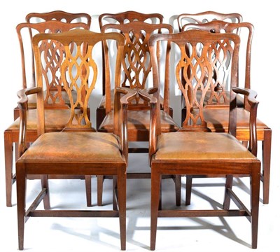 Lot 1533 - A Set of Eight George III Style Mahogany Dining Chairs, late 19th century, including two...