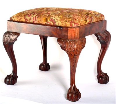 Lot 1537 - A George III Carved Mahogany Dressing Stool, late 18th century, with a floral covered...