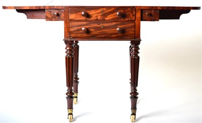 Lot 1582 - A Mahogany Dropleaf Writing Table, in the manner of Gillows, early 19th century, with a modern...