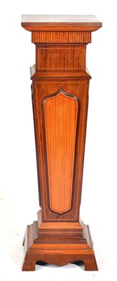 Lot 1585 - An Edwardian Mahogany, Satinwood and Ebony Strung Plant Pedestal, of graduated form, raised on...