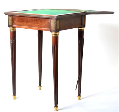 Lot 1593 - A French Mahogany and Gilt Metal Mounted Directoire Style Gaming Table, 19th century, with...