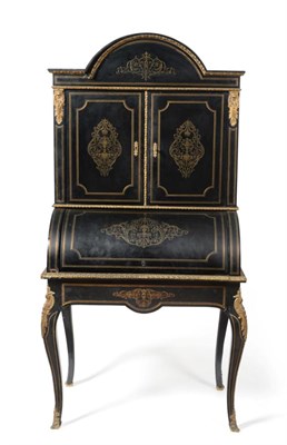 Lot 1597 - A 19th Century French Ebonised and Brass Inlaid Bureau de Dame, in Louis XVI style, stamped...