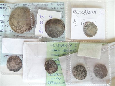 Lot 10 - Six Hammered Coins, Elizabeth I, comprising: shilling MM bell, scratches on bust, groat 1561...