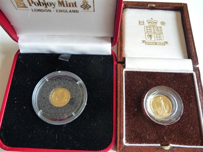 Lot 23 - Gold Proof Britannia £10 1/10oz 1993, in CofI, FDC; and an Isle of Man Gold Proof 1/25 Crown...