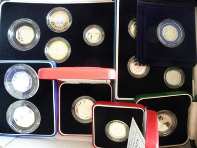 Lot 27 - Collection of Fourteen Silver Proof Piedforts, four coin set 2005 (two £2, £1 and 50p),...