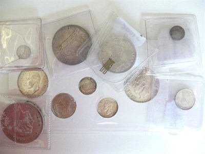 Lot 32 - Miscellaneous Coins, including: double florin 1889, half crown 1887JH, sixpence 1887JH (wreath...