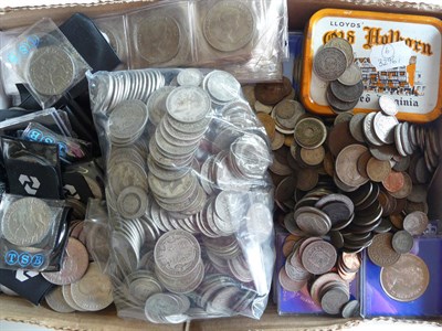 Lot 55 - Miscellaneous Coins, including: £40+ face value pre-1947 silver; 150+ CuNi crowns and other...