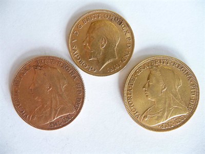 Lot 66 - Two Sovereigns, 1894 and 1900; and a Half Sovereign 1911 Fine to VF