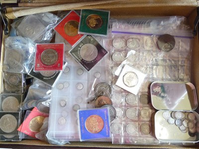 Lot 87 - Briefcase containing 80+ Modern CuNi Crowns, (including ten 1953), two £5 coins, 200+ silver 3d