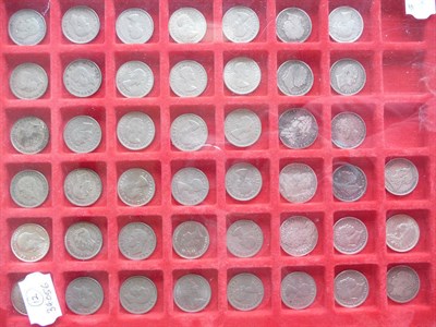 Lot 129 - Collection of Forty Five Shillings in Lindner Tray, including: 1696 numerous marks/scratches,...