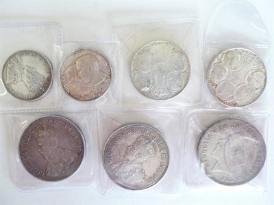 Lot 132 - Cyprus: two 45 piastres 1928 and 18 piastres 1913; Greece: three 30 drachmae 1963 (x2) and...