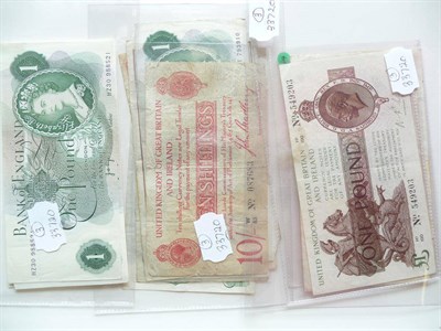 Lot 163 - Six Treasury Notes, comprising: 10 shillings Bradbury W/83 no. 087683 pinholes and edge tears...