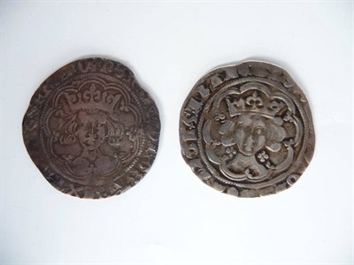 Lot 12 - 2 x Groats: Edward IV 1st reign light coinage, London Mint MM crown, quatrefoils at neck, no eye in