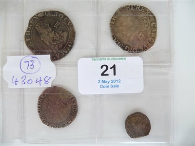 Lot 21 - Charles I: 2 x Shillings: MM tun, 'Aberystwyth' bust, small XII, inner beaded circle. square-topped