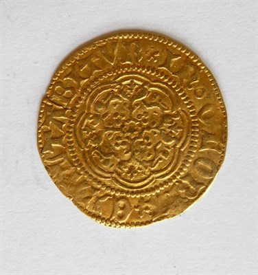 Lot 33 - Henry VI Gold Quarter Noble, Calais Mint, MM small lis, obv. lis over shield, obv. trefoil...