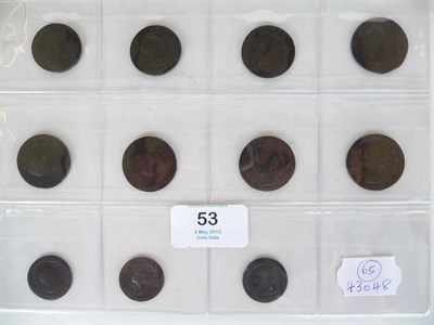 Lot 53 - George I: 8 x Halfpennies: 1717, 1717 no stops on obv. but numerous digs both sides, 1718...