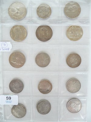 Lot 59 - 15 x Foreign Silver Coins comprising: Russia 3 x 1 rouble 1891 edge knocks, 1899 and 1924;...