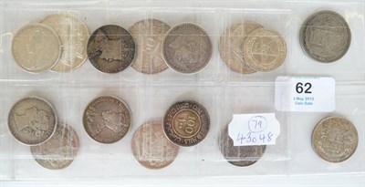 Lot 62 - 15 x Foreign Silver Coins: Canada dollar 2000; 5 x 50 cents 1917/52/44/65/66; Newfoundland 3 x...