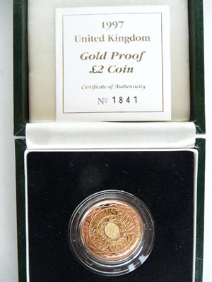 Lot 65 - Gold Proof £2 1997, with certificate, in CofI, FDC