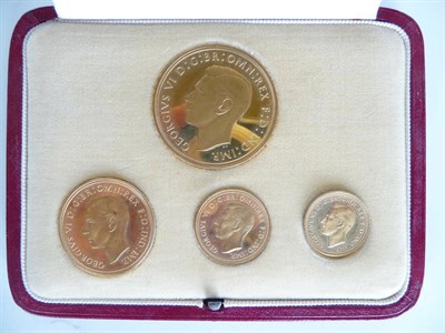 Lot 78 - Gold Proof Set 1937, £5, £2, sovereign and half sovereign in original red leatherette...