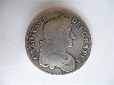 Lot 105 - Charles II Crown 1677 V.NONO, sometime cleaned, faint scratches both sides, minor edge...