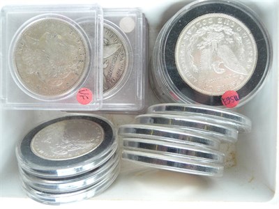 Lot 109 - USA 21 x Morgan Silver Dollars: 1878s, 1879s, 1880s (x2), 1881s, 1882s, 1884, 1885o, 1887 (x2),...