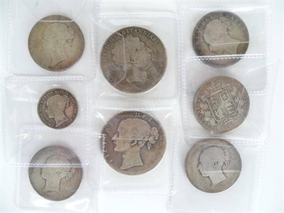 Lot 149 - 2 x Crowns: 1845 VIII contact marks Fair to VG and 1820 Fair/VG; and 5 x Halfcrowns 1877, 1878,...