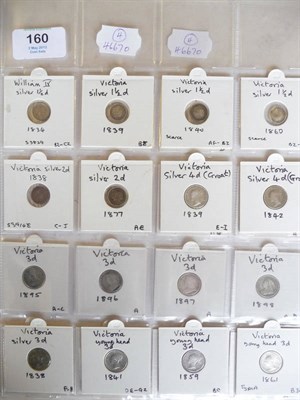 Lot 160 - Victoria: A Collection of Minor Silver Coins comprising: 3 x 1½d 1839, 1840 scarcer date,...