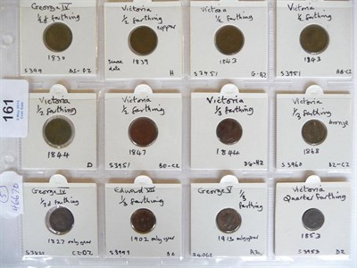 Lot 161 - A Collection of Fractional Farthings comprising: quarter farthing 1853 AVF, 5 x third farthings...