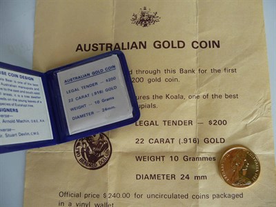 Lot 184 - Australia: Gold 200 Dollars 1980, 10g (22ct gold) in vinyl wallet, BU