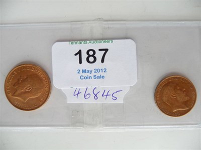 Lot 187 - Sovereign 1913 VF and Half Sovereign 1905 minor contact marks otherwise GFine