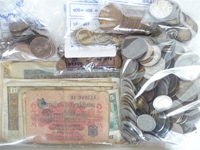 Lot 197 - 230+ Mixed Foreign Coins of which 14 x silver (gross weight of silver coins 94.2g) including...