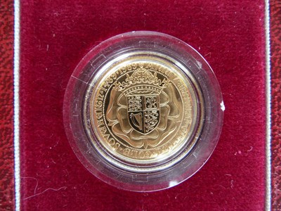 Lot 207 - Proof Sovereign 1989 '500th Anniversary of the Sovereign 1489-1989' with certificate, in CofI, FDC