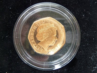 Lot 215 - Gold Proof 50p 1998, 15.45g, in Cofl, FDC