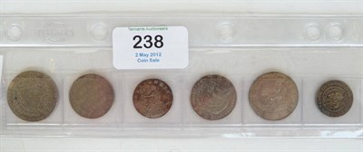 Lot 238 - 6 x 19th Century Silver Tokens: Hull, 1s 6d Rudston and Preston AVF; Leeds shilling 1812...