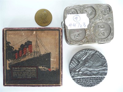 Lot 240 - A 'Sinking of the S.S. Lusitania' Medal, in original BofI and with original propaganda leaflet,...