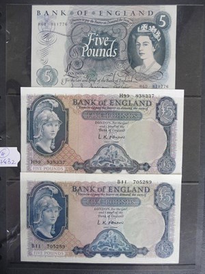 Lot 244 - A Collection of High Grade BofE Banknotes comprising: 2 x £5 O'Brien (H99 and B11) and £5...