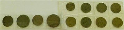 Lot 64 - Isle of Man, 12 x 18th and 19th century Copper and Bronze Coins comprising:  James Stanley (Earl of