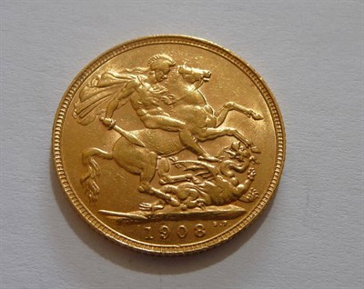 Lot 320 - Sovereign 1908, contact marks, AVF