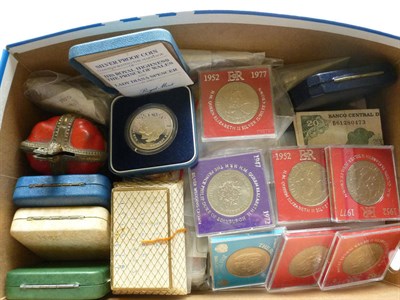 Lot 351 - Miscellaneous Lot including: 4 x silver proof crowns 1972, 1977, 1980 and 1981 with...